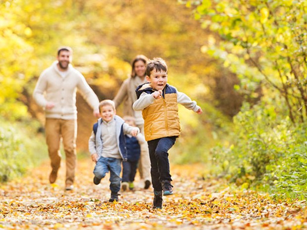 Familie gezin bos wandeling